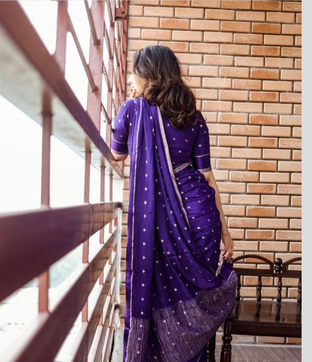 Royal Purple Handwoven Silk Saree with Silver Zari Detailing