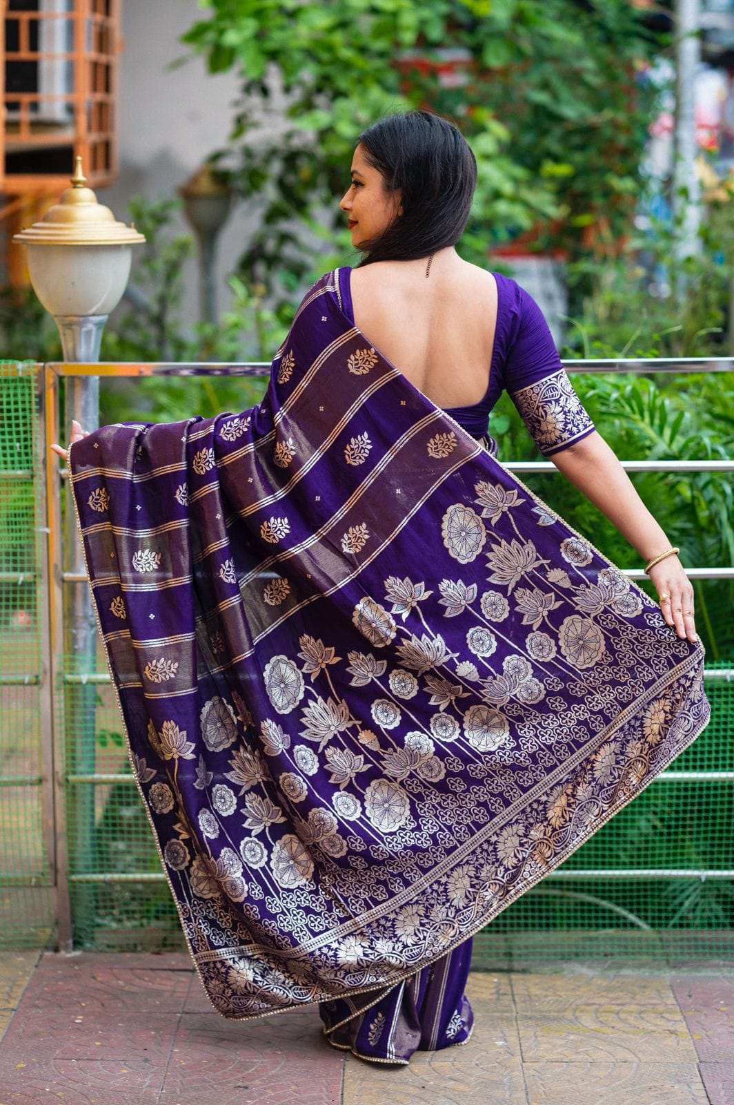 Pure Banarasi Style Zari Woven Saree – Royal Purple (489 N.Blue)