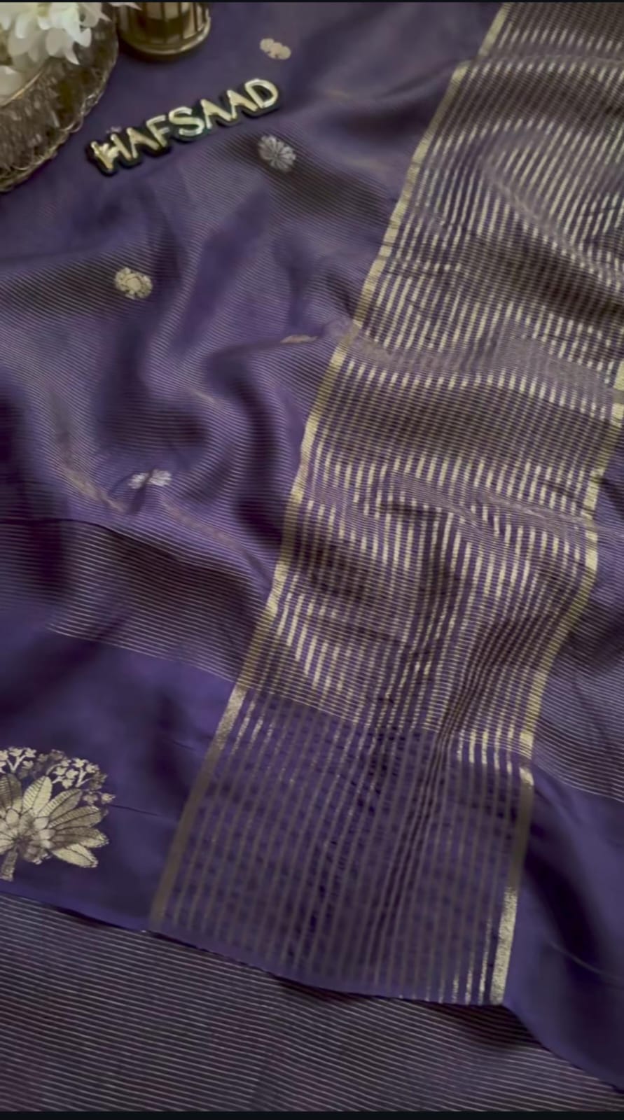 Purple Silk Saree with Zari Border & Woven Motifs | Elegant Festive & Wedding Wear Saree