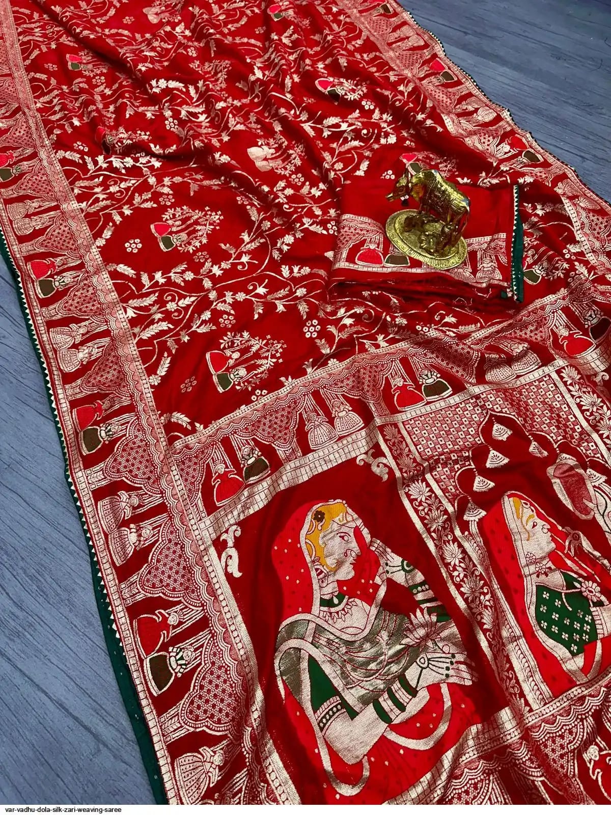 Red Dola Silk Zari Weaving Saree with Traditional Bridal Motifs | Festive & Wedding Wear Saree